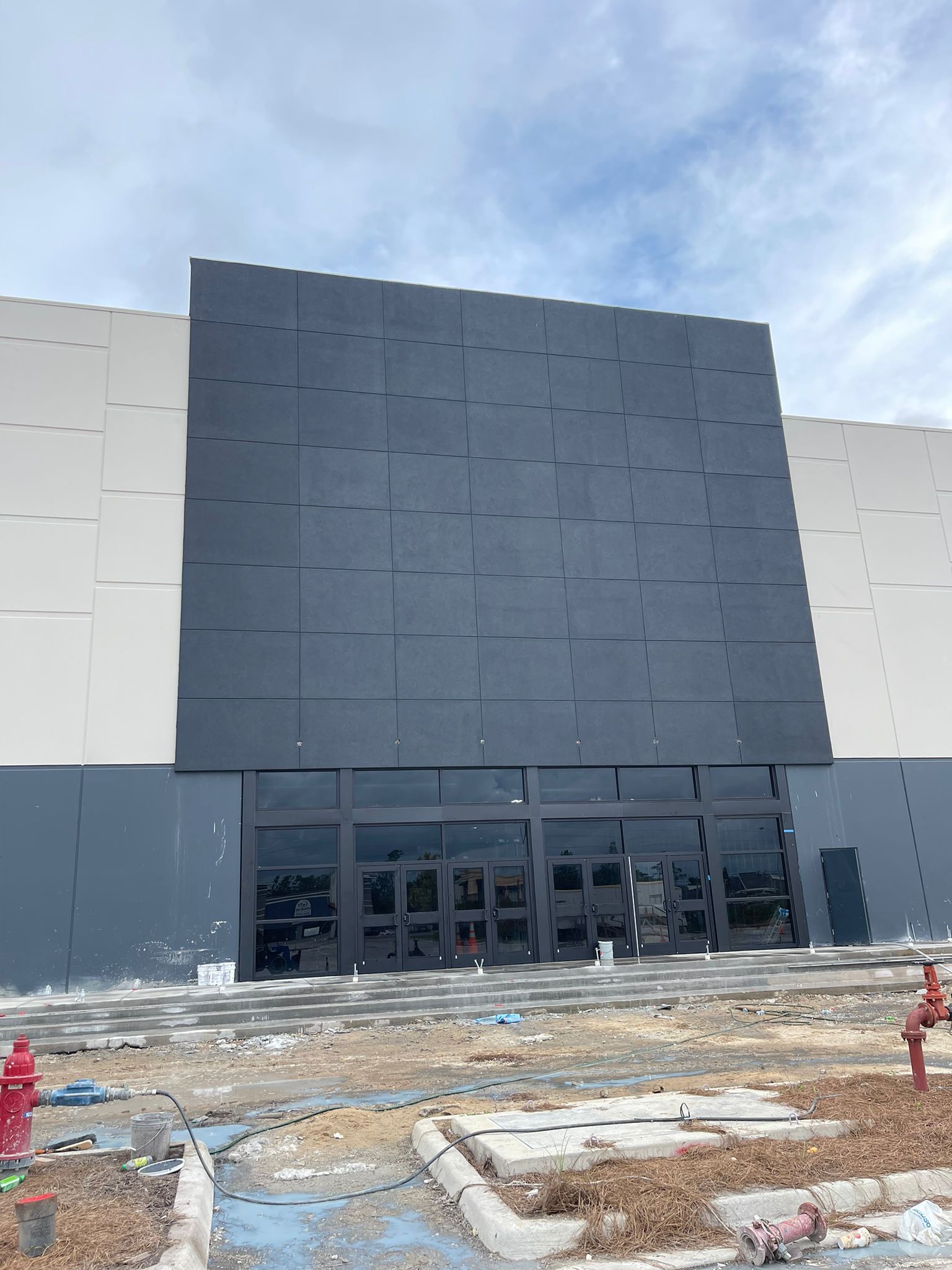 Commercial EIFS dark panel facade