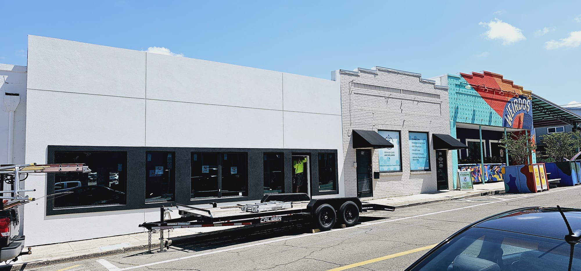 White commercial building storefront